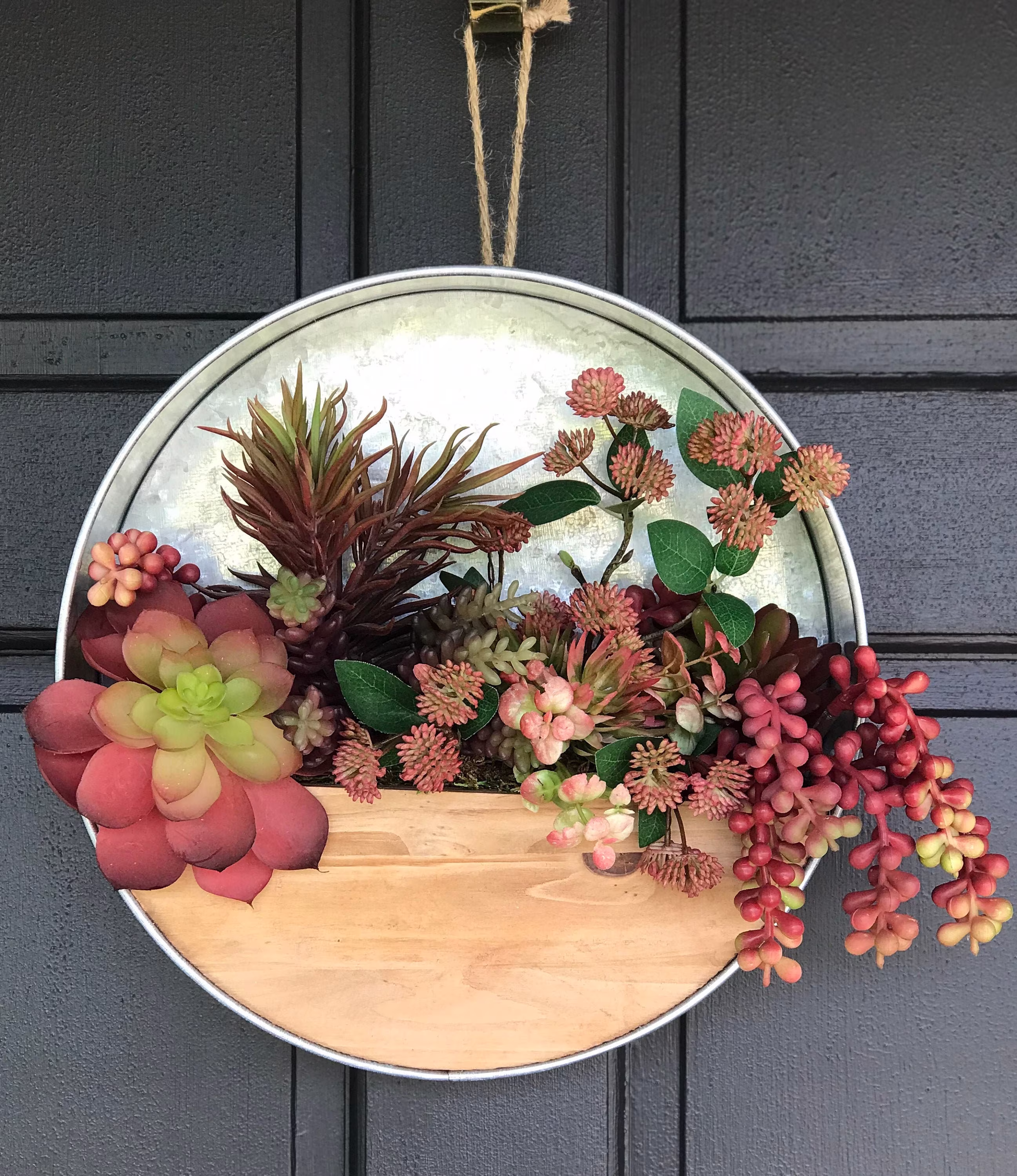 Hanging Faux Succulent Arrangement, Wall Decor, Garden, Plant Art, Office Home Decor