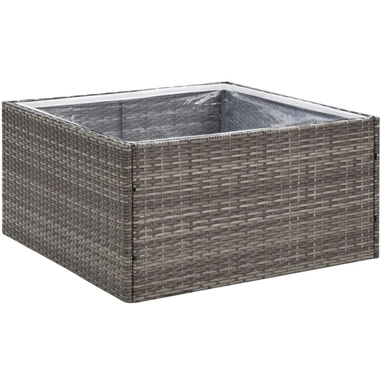 Garden Planter Grey 80x80x40 cm Poly Rattan Vidaxl Grey