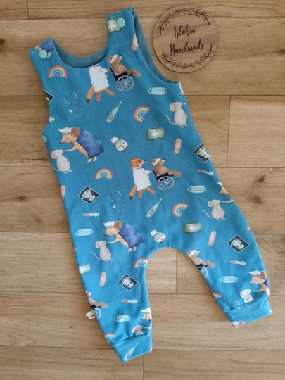 Cute Hospital Print Romper, Going Home Baby Outfit, Rainbow Dungarees, Unisex Nhs Heroes Romper