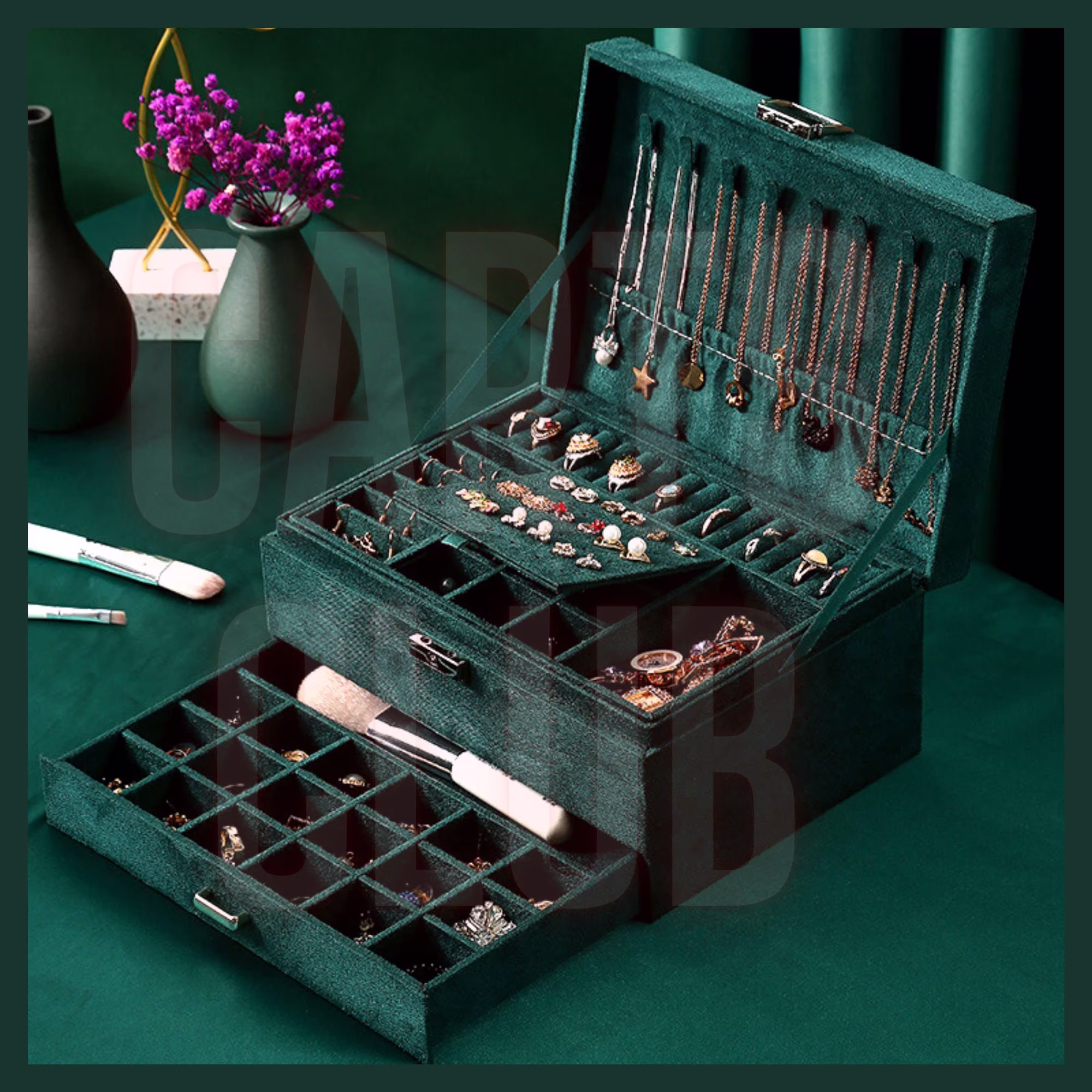 Perfect Large Jewelry Organizer Box 3 Layers, For Women, Girls, Personalized Jewellery Display Storage Case With Lock