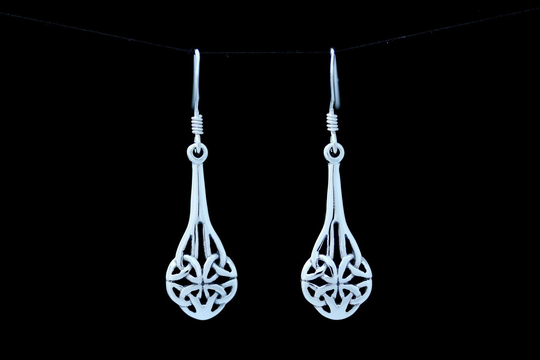 Celtic Knot Earrings - Four Seasons in A Drop-Hallmarked 925 Sterling Silver-Edinburgh, Scotland