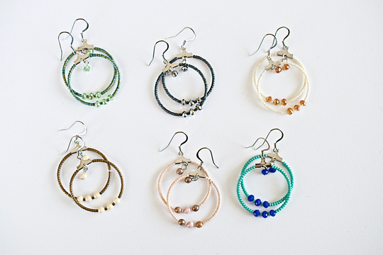 Beaded Hoop Earrings, Seed Beads Earring Circle, Small