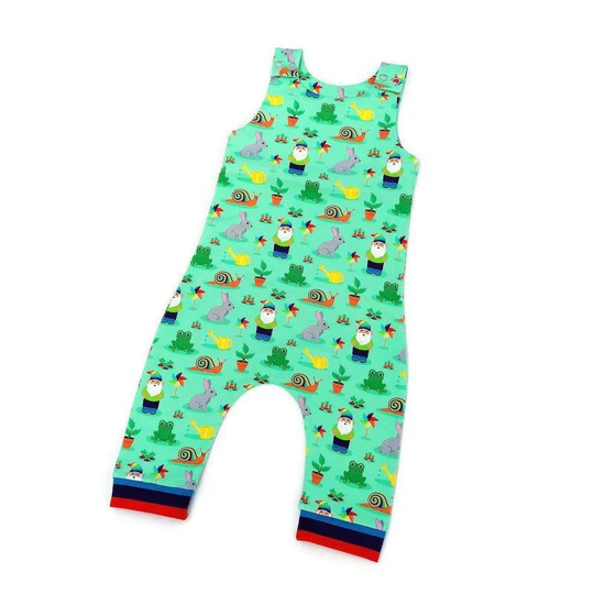 Organic Baby Romper, Gardening Gnomes, Unisex Toddler Romper Overalls, Eco Friendly Gift, Handmade in The Uk, Gonk
