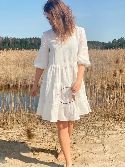 Organic Linen Dress, Festival Dress, Durable Dreamy Summer Dress Astonishing Piece For Any Occasion, Short Sleeve