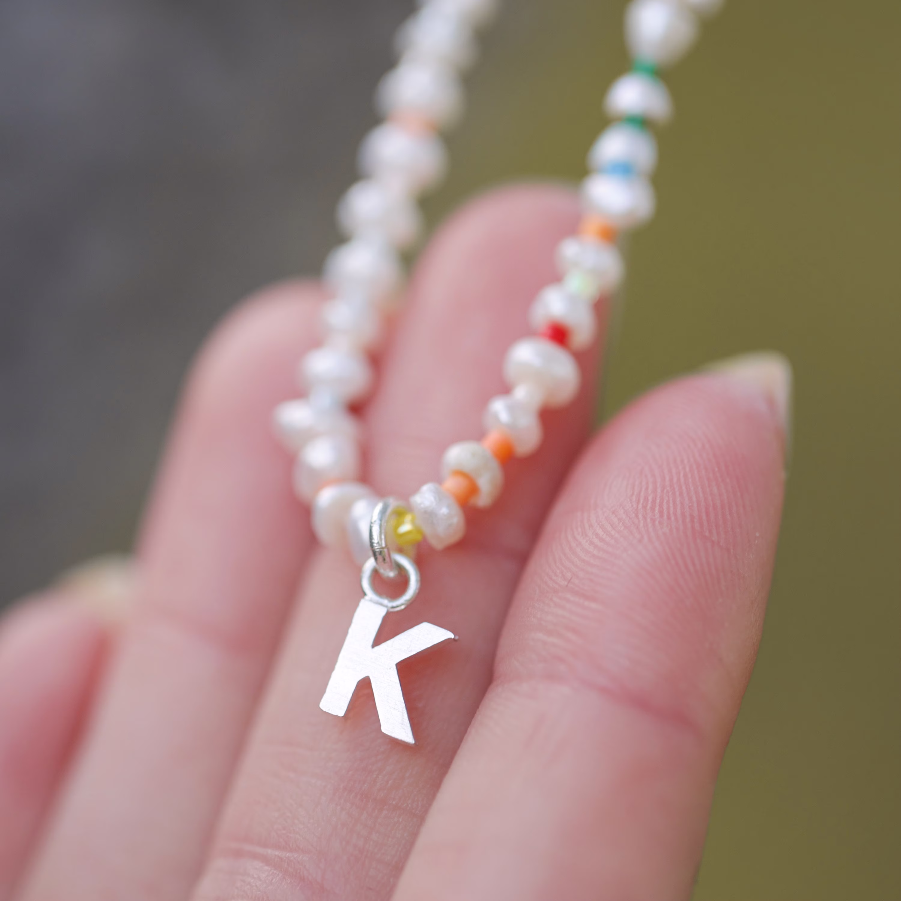 Personalised Initial Miyuki Seed & Freshwater Pearl Necklace