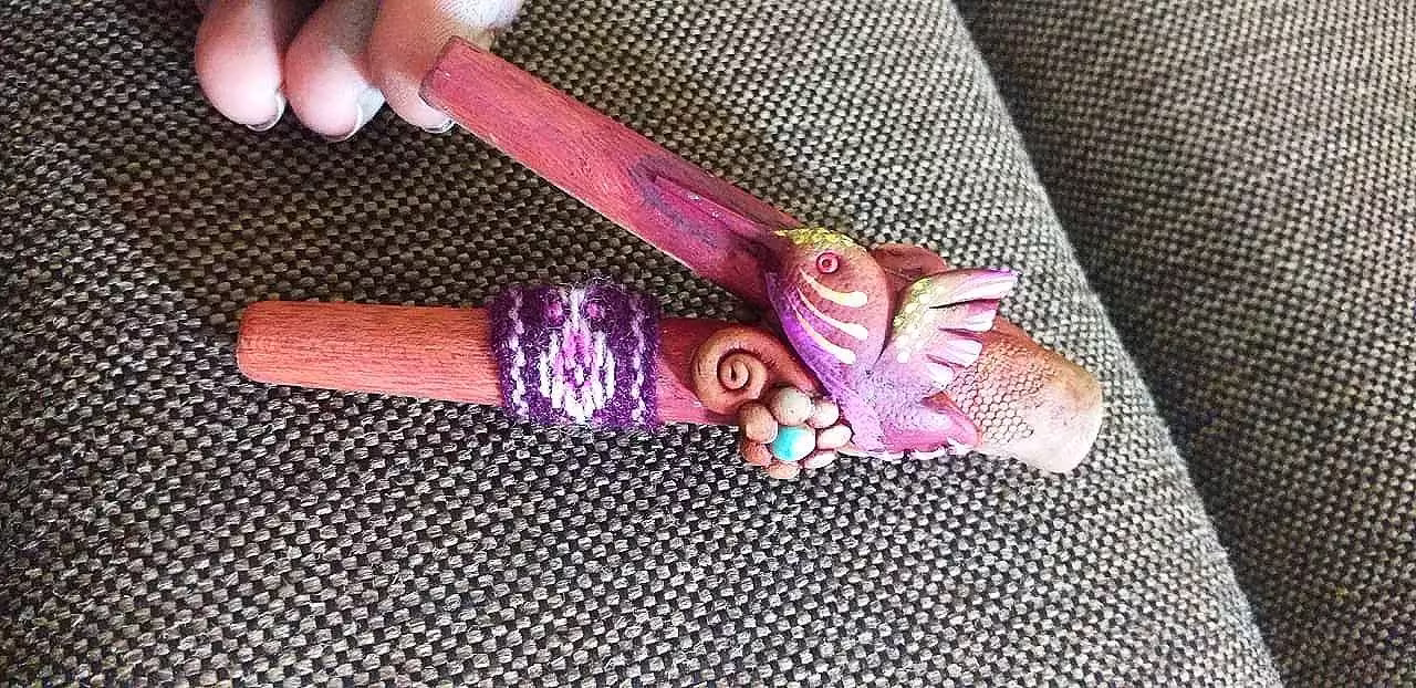 Hummingbird Kuripe. Unique Handmade Kuripe. Made Of Precious Wood, With Healing Crystals