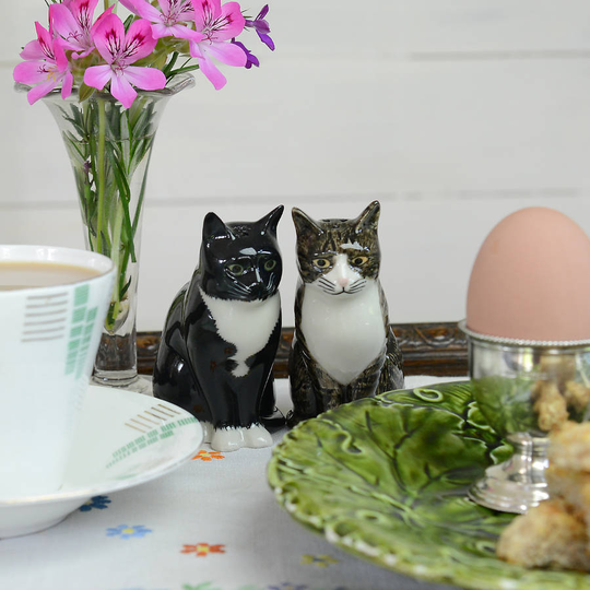 Cat Salt And Pepper Pots, Black/White