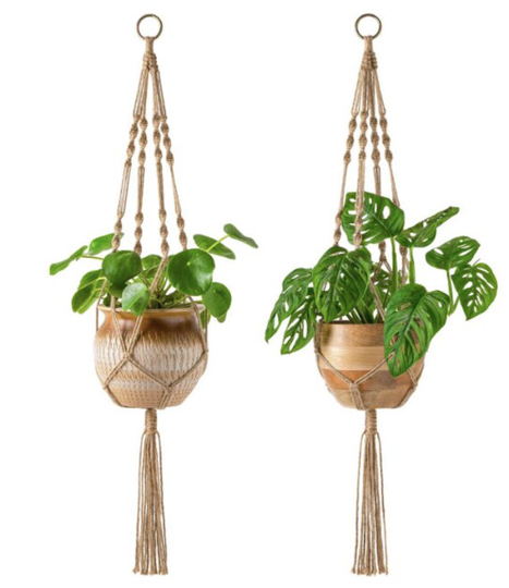 2 Pack Macrame Plant Hangers Indoor Hanging Planter Basket Decorative Flower Pot Holder Jute Rope Outdoor Home Decor 4 Legs 40 Inch