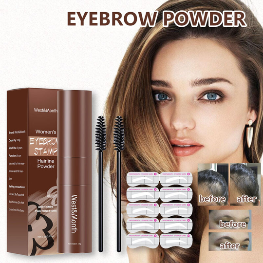 Benobbykids - 2-Pack Brow Stamp Kit, Eyebrow Stencil Set, Hairline Brows, Contouring Shadow Powder, Brow Filler Brow Powder