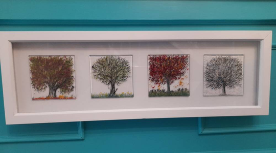 All Seasons Fused Glass Framed Art