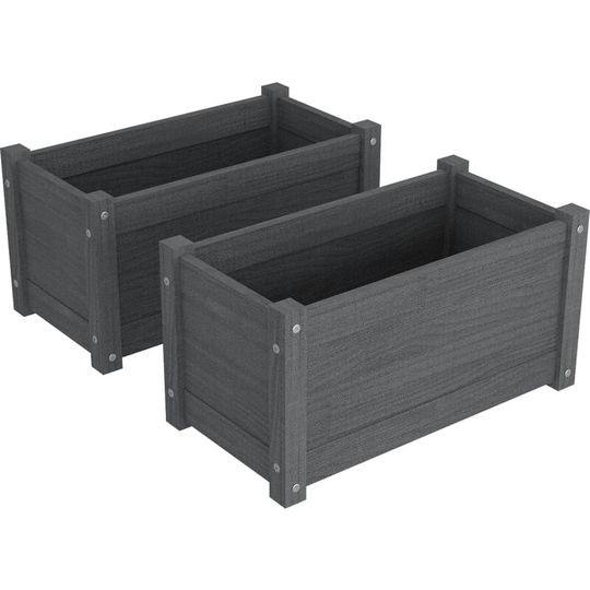 Vidaxl - Garden Planters 2 pcs Grey 60x31x31 cm Solid Pinewood Grey