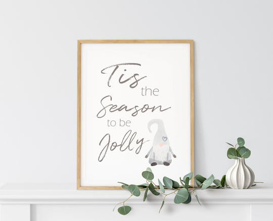 Gonk Print, Tis The Season To Be Jolly, Christmas Prints, Gnome Wall Art, Santa - Unframed Or Digital