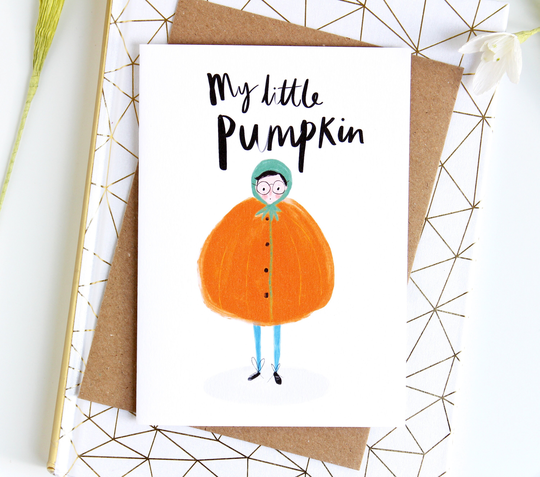 Pumpkin Halloween Love Card - Quirky Illustrated Card For Fall Funny Sayings Couples Seasonal Greetings Him Or Her