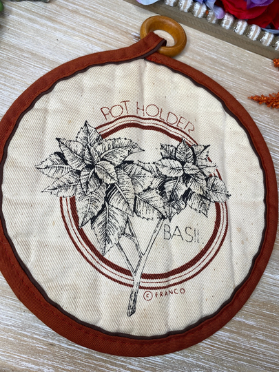 Retro Franco Basil Pot Holder + Herb Oven Mitt