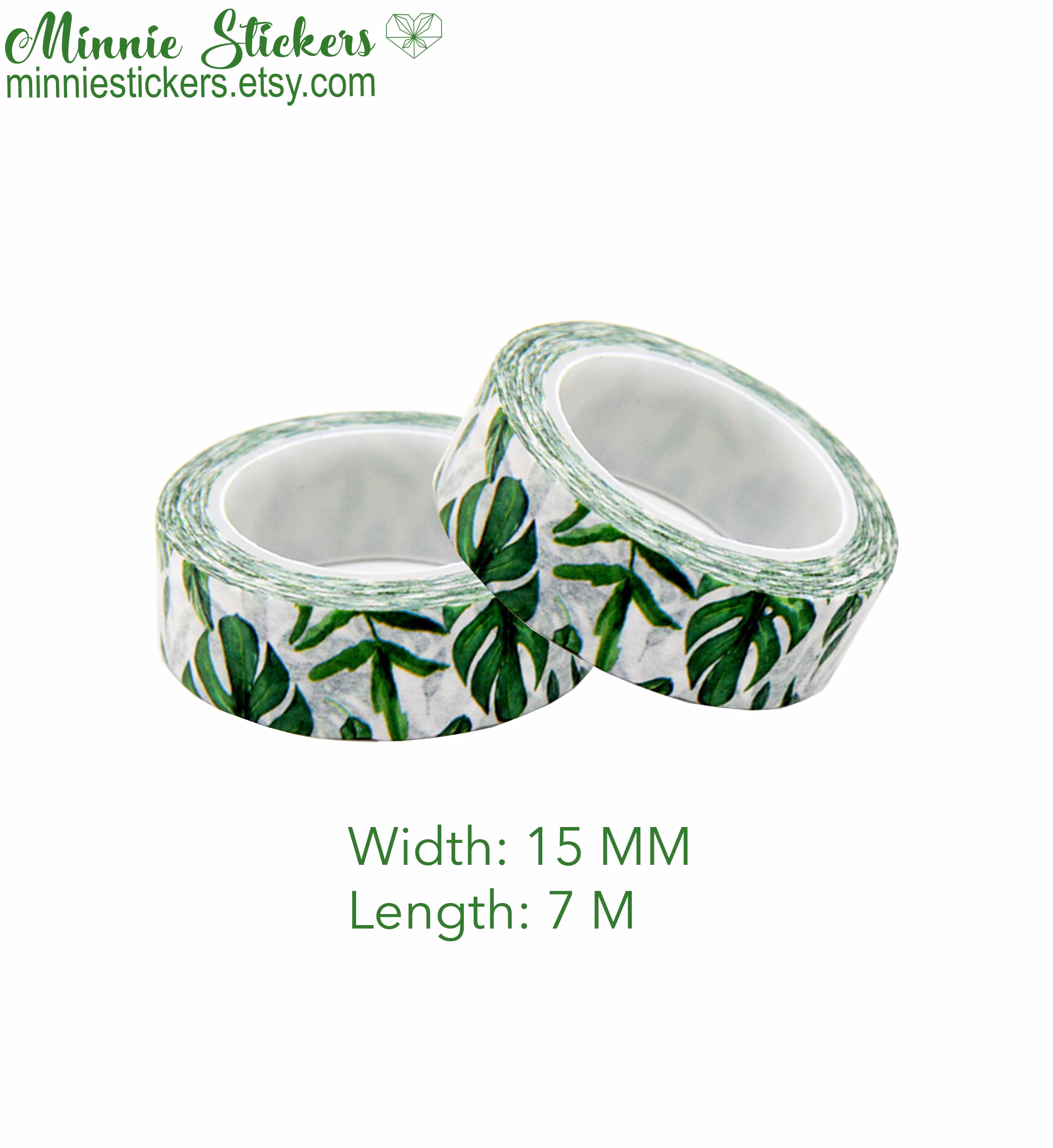 Green Leaf Washi, Palm Washi Tape, Planner Journal Tapes Ms-171