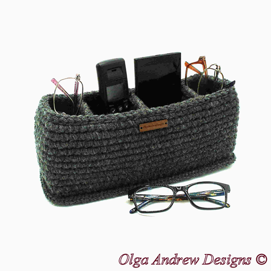 Mens Extra Large Rectangular Divided Glasses Phone Remote Holder Stand, Nightstand Organizer, Bedside Holder, Remote Holder, Olgaandrewdesigns