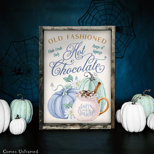 Autumn Hot Chocolate Print, Cocoa Sign, Wall Decor, Fall, Decoration, Pumpkin Spice, Stand, Bar, Seasonal Decor