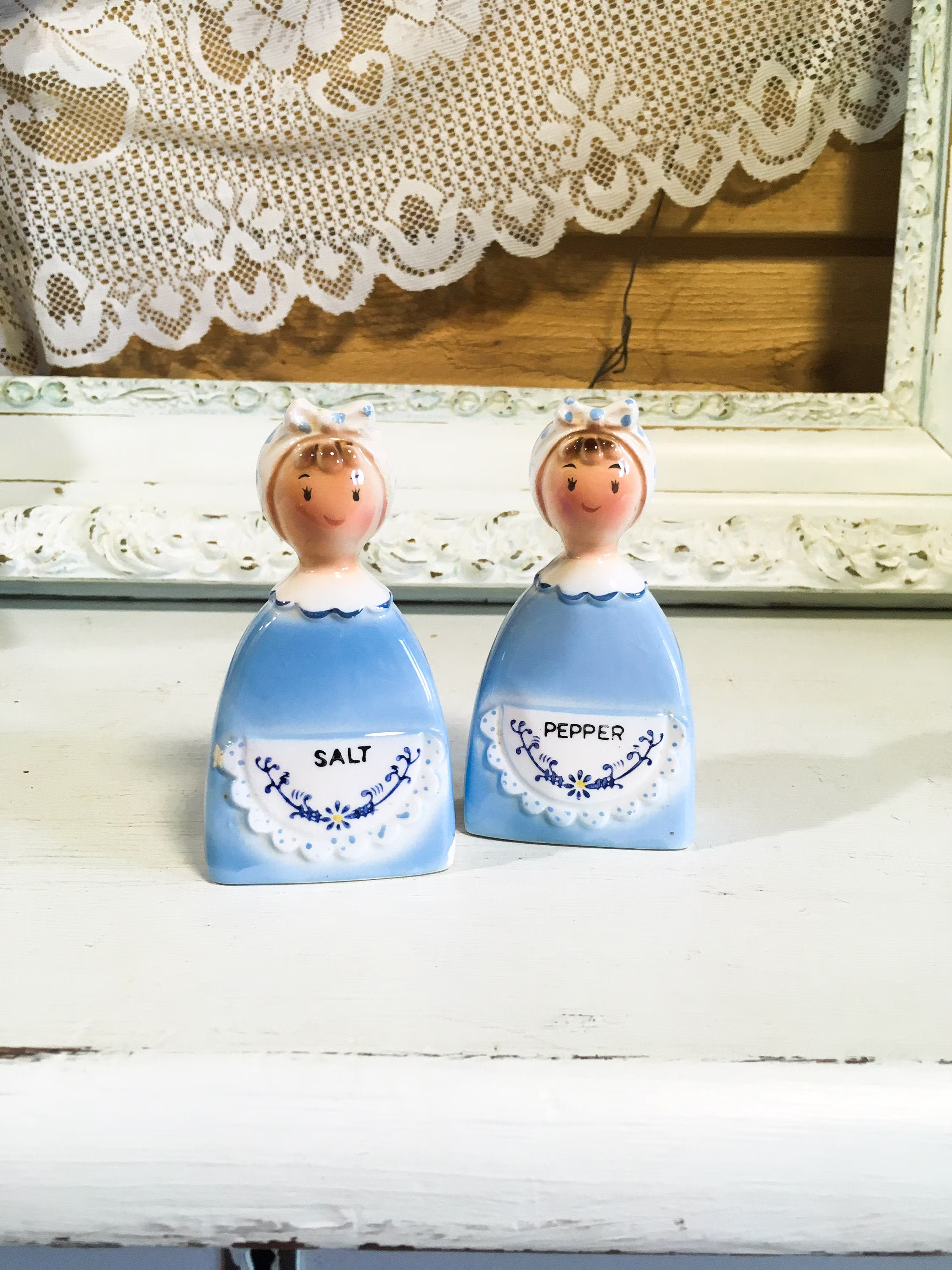 Vintage Salt Pepper Shakers Kitchen Ladies Davar Retro Decor Replacement