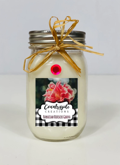 Hawaiian Hibiscus Guava Type Scented Candle| Container Strong Candles| Wax Melts| 8Oz, 16Oz| Free Waxmelt Sample With Every Purchase