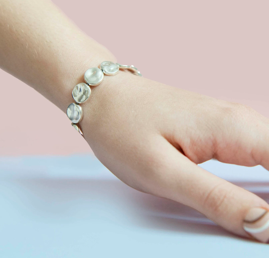 sterling Silver Chunky Organic Pebble Bracelet, Rustic Jewelry, Handmade Special Gift, Anniversary
