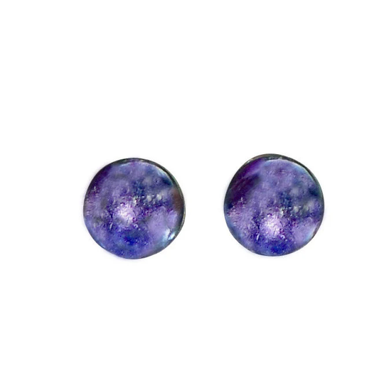 Recycled Early 1900's Purple Medicine Bottle Simple Post Earrings