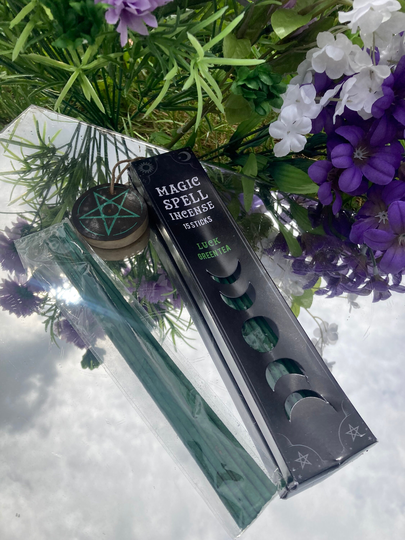 Magic Spell Incense Sticks - Luck Green Tea Scent With Holder
