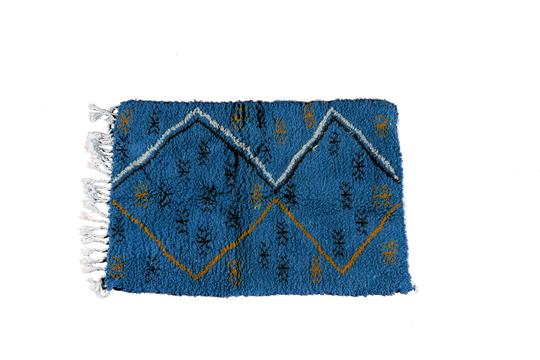 Blue Beni Ourain Rug - Modern Moroccan Rug Custom Bl-05_Bk-39_Br2-93_Gy-38