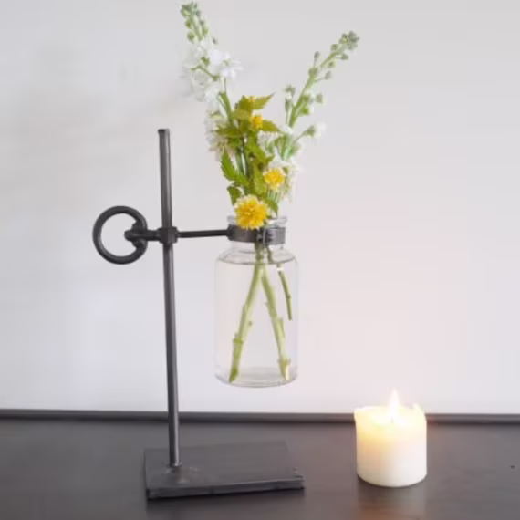 Antique Grey Flower Vase Holder/ Vintage Style, Industrial Gift, Homeware, Metalwork, Holder, & Rustic Home