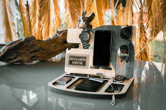 Charging Station, Docking Groomsmen Gift, Desk Organizer, Organizer For Men, Gift Father