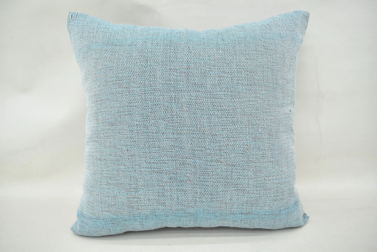 Turkish Pillow, Organic Cushion, Cotton Cushion Cover, Gift Bedroom Both Sided Turquoise 16"x16