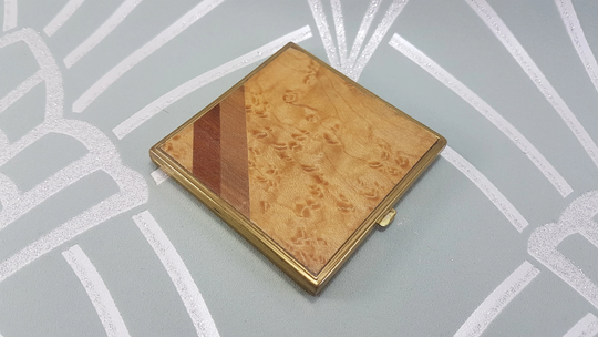 Rare Vintage Inlaid Wood Compact Mirror By Jaquet, For Powder & Rouge, Gift Her