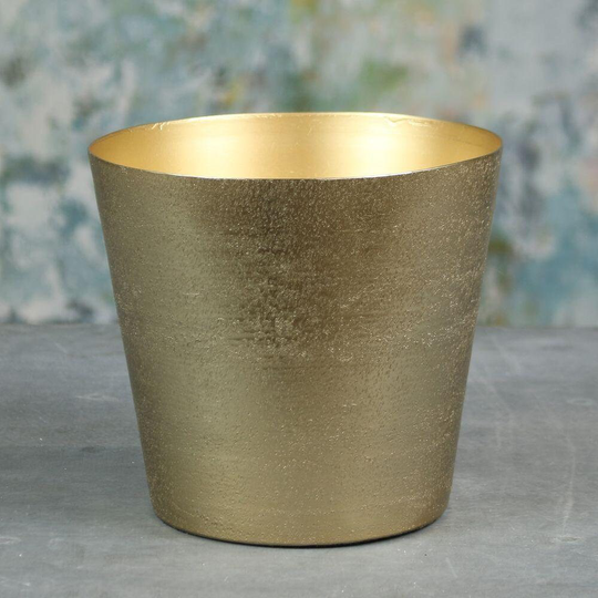 Gold Mayfair Long Tom | Large Metal Vase Pot - Fast & Free UK Delivery