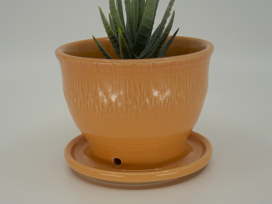 Succulent Planter With Attached Saucer & Drainage Hole | Small Flower Plant Pottery Handcrafted Wheel Thrown Stoneware - Free Shipping
