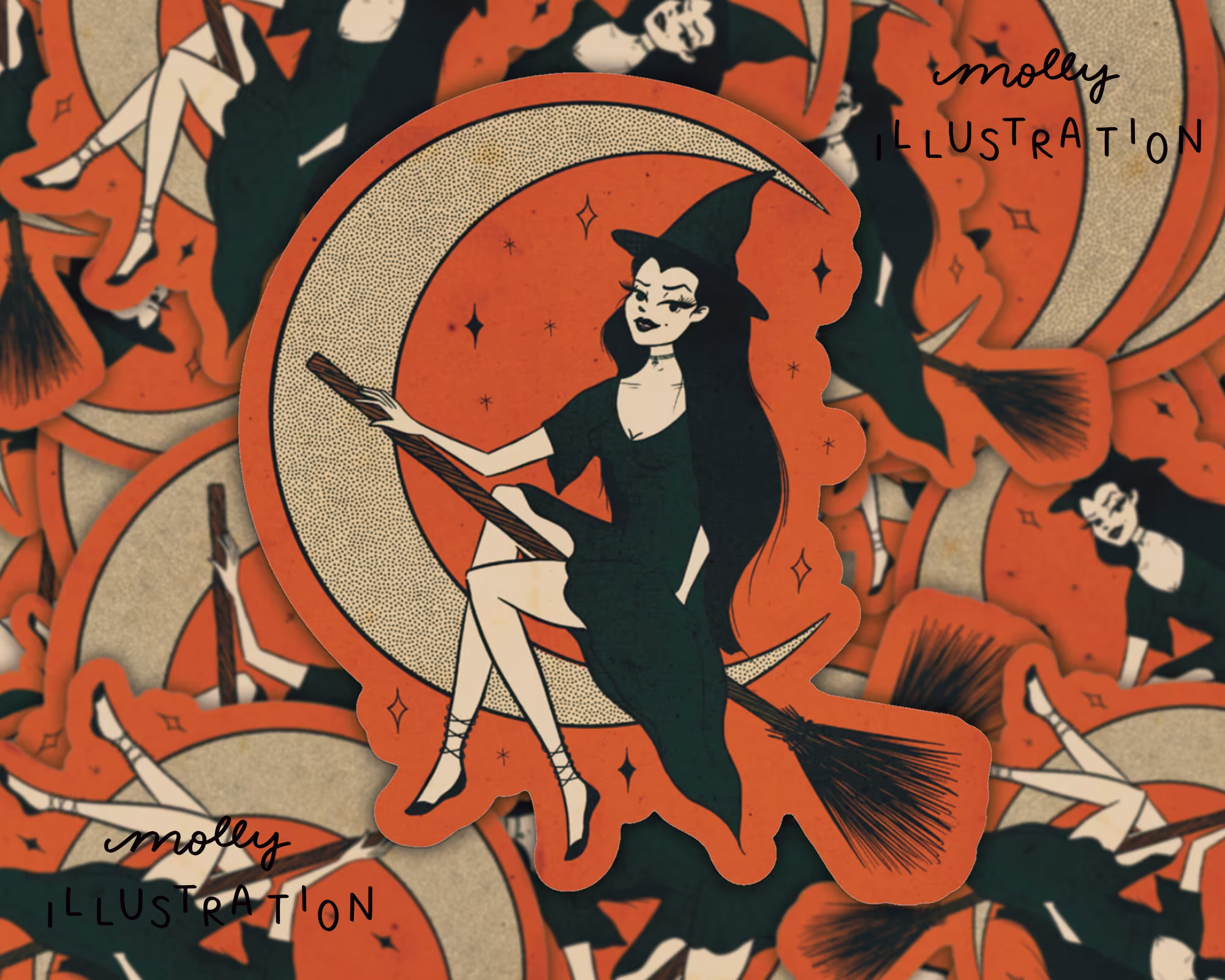 Season Of The Witch Retro Style Pin Up Halloween Vinyl Sticker