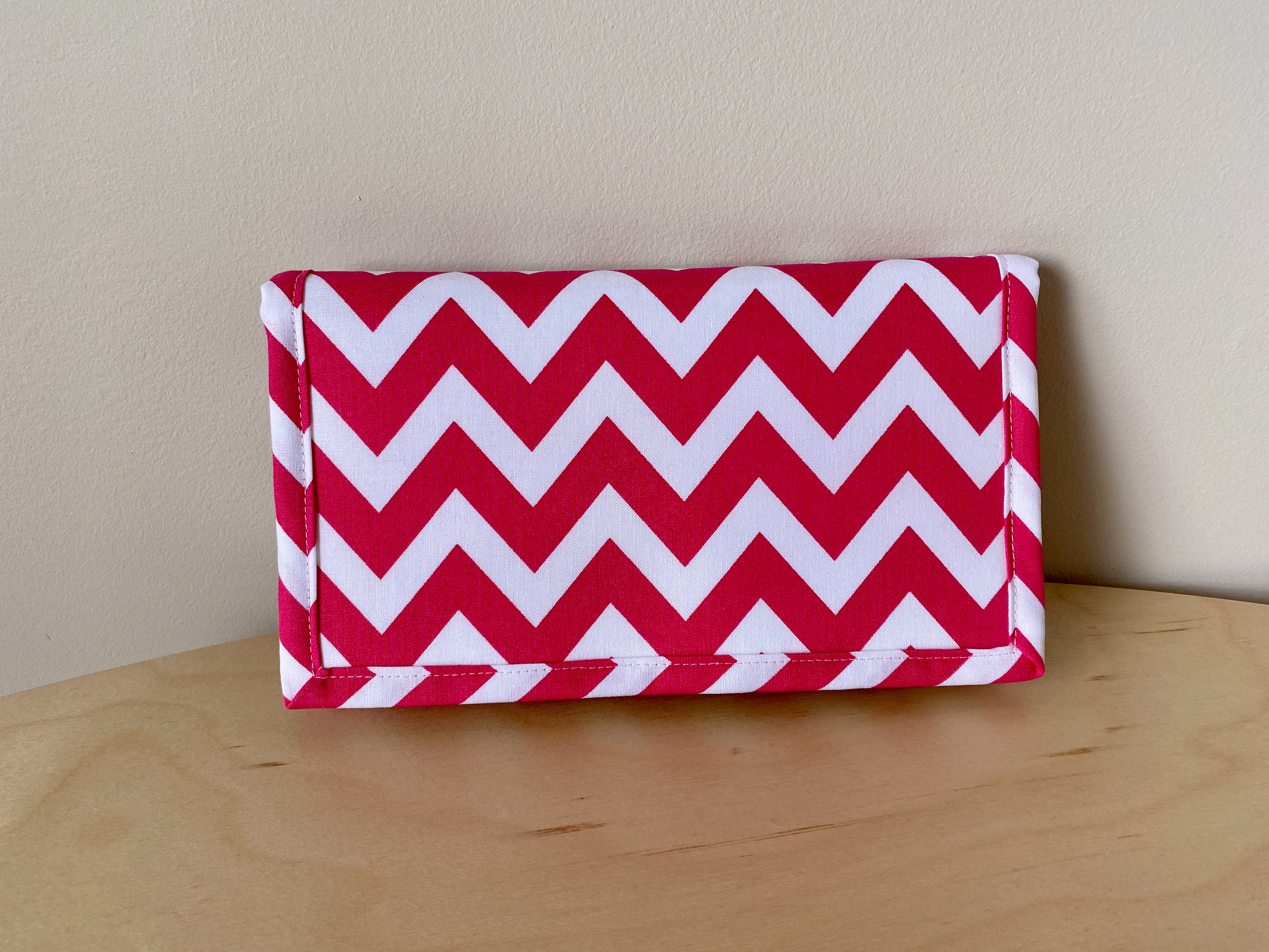 Chevron First Aid Organizer With Two Clear Zipper Pouches, Baby Shower Gift For New Parents, Fold Over Cosmetic Bag