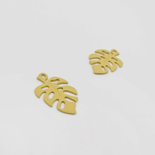 Vintage Yellow Earring Charms, Leaf Pendants, Powder Coated Metal Charms For Jewellery Making, 4 Pcs