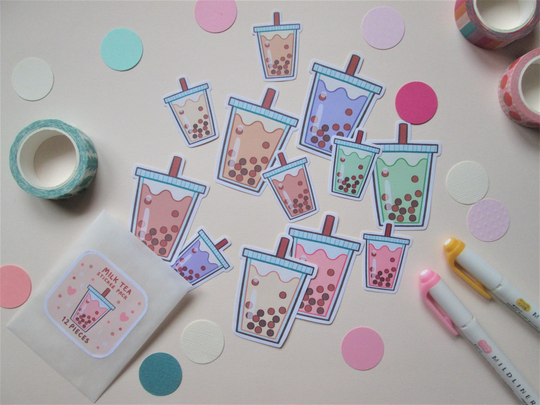 Milk Tea Sticker Pack | 12 Pieces