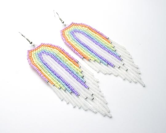 Rainbow Earrings Beaded Seed Bead Beadwork Jewelry