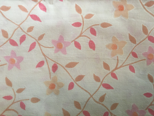 Vintage Pink Orange Tan Floral Flower Garden Plants Cotton Fabric