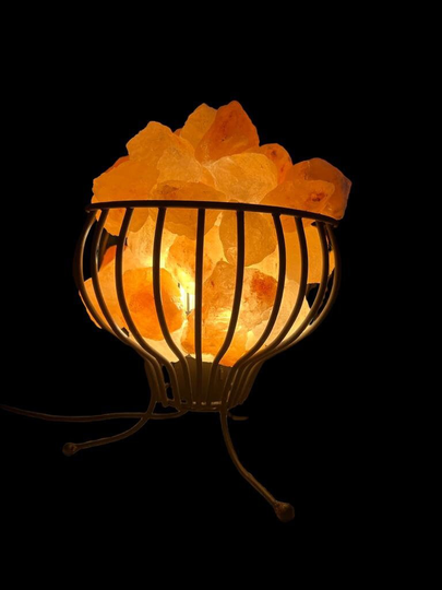 Himalayan Salt Lamp With Natural Crystal Rock | Iron Basket 5.600Kg Improves Sleeps