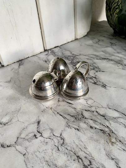 Vintage Epns Mustard, Salt & Pepper Set | & Pots Condiments Retro Set