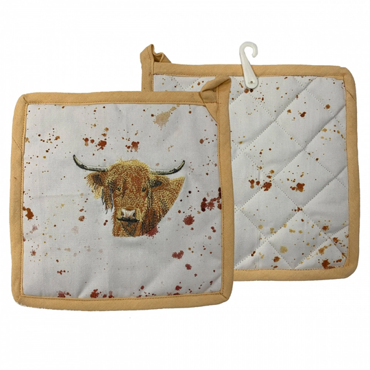 Bree Merryn Organic Cotton Bonny Highland Cow Kitchen Single Pot Holder 20x20cm