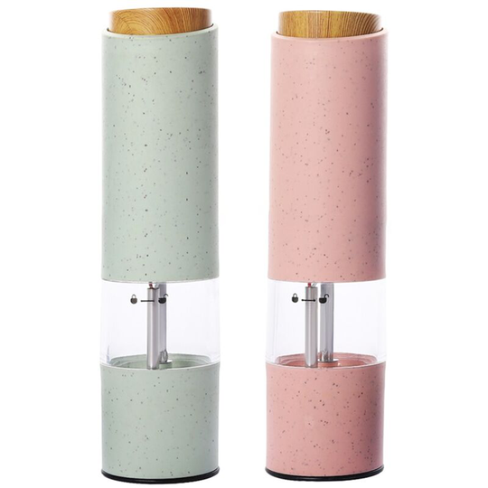 2PCS Electric Salt and Pepper Grinder Set Battery Operated Salt And Pepper Mill And Pepper Grinder pink + green