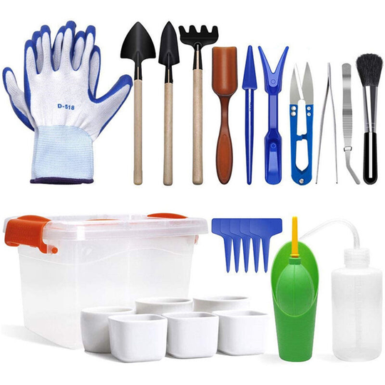 41PCS Succulent Plant Tools Mini Garden Planting Care Tool Set Bonsai Succulent Transplanting Miniature Fairy Gardening Hand Tools Gloves Leaf