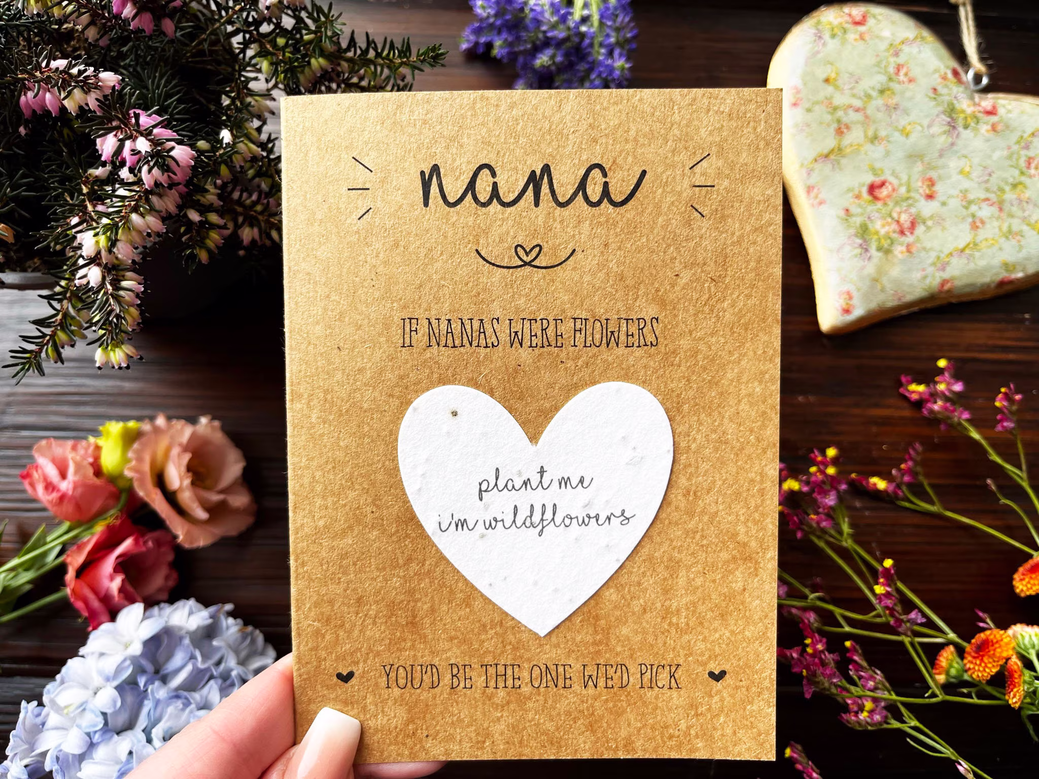 Seeded Heart Gift Card For Nana/Grandma - Plant The & Grow Wildflowers Perfect Mothers Day, Birthday Or Christmas