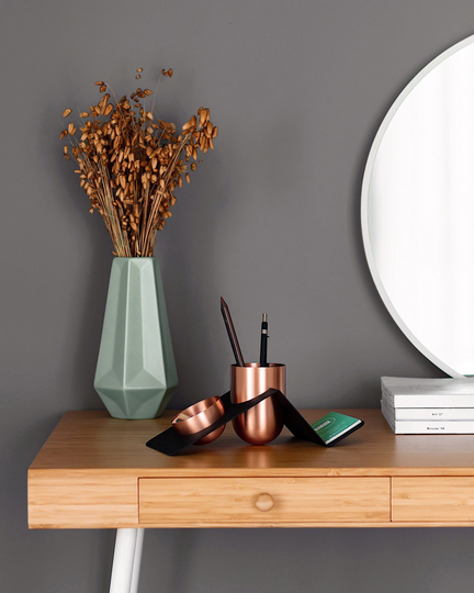 Blank - Pen Holder & Desk Organizer Handcrafted Of Copper Steel