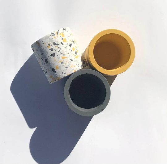 Concrete Planter, Terrazzo Pot, Cement Housewarming Gifts, Succulent Yellow Indoor Home Decor, Flower Pot