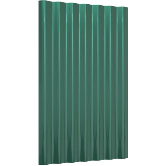 Roof Panels 12 pcs Powder-coated Steel Green 60x36 cm Vidaxl Green