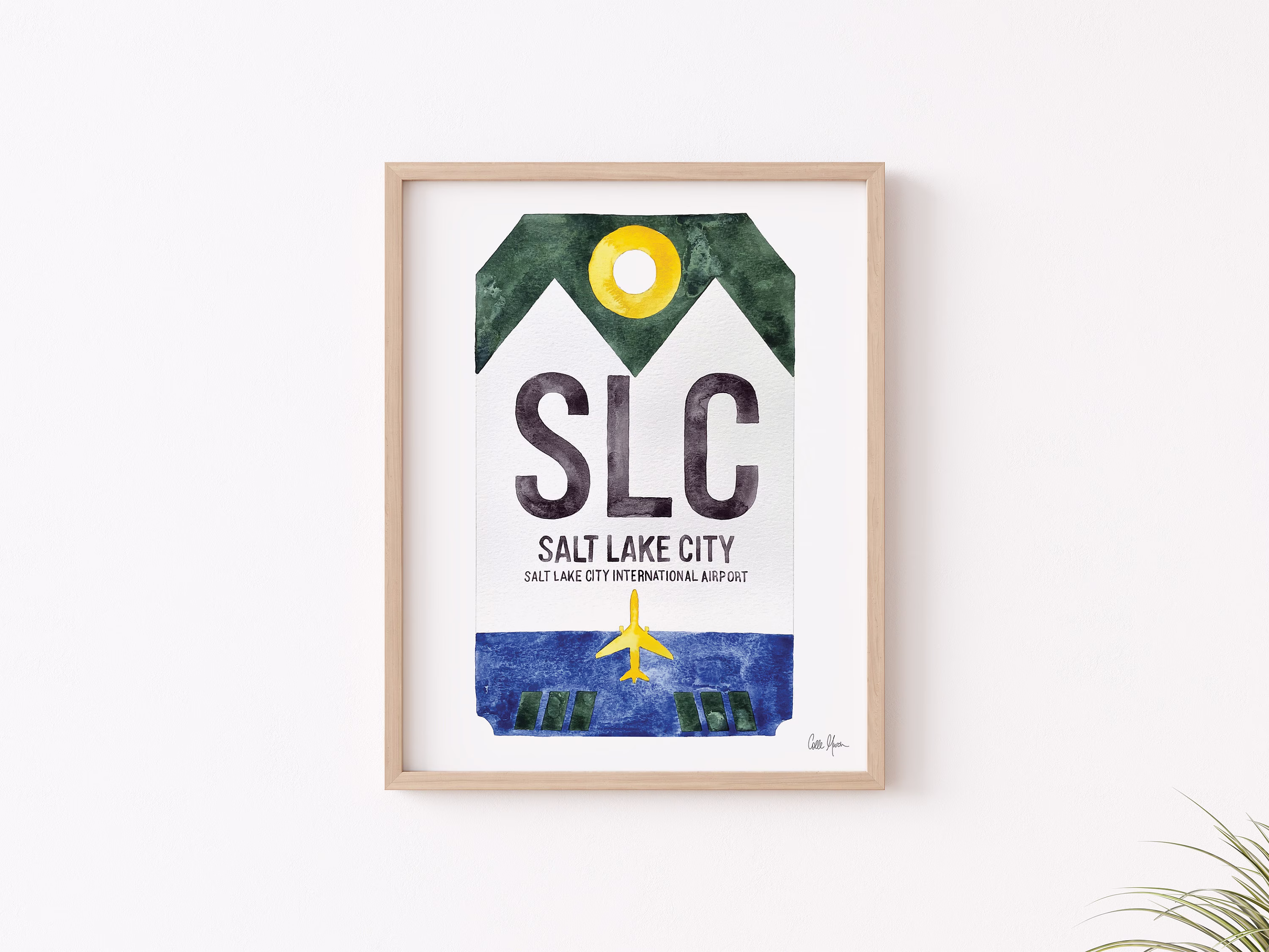 Salt Lake City Print, Airport Code Art, Luggage Tag Travel Poster