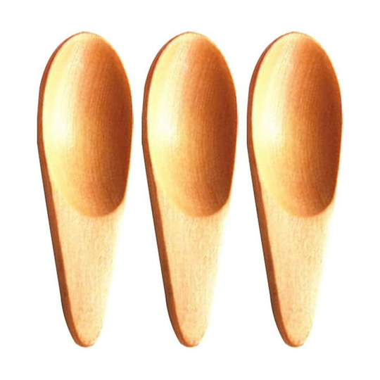 Set of 3 Mini Small Wooden Salt Spoons Honey Teaspoons